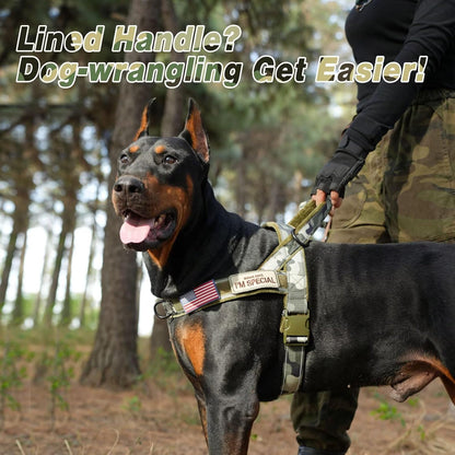 Forestpaw No Pull Dog Harness - Soft Flannel Padded Tactical Dog Vest Harness with Quick Release Buckle, Adjustable Reflective Pet Harness for Large Dogs Walking Training,Green Camouflage L