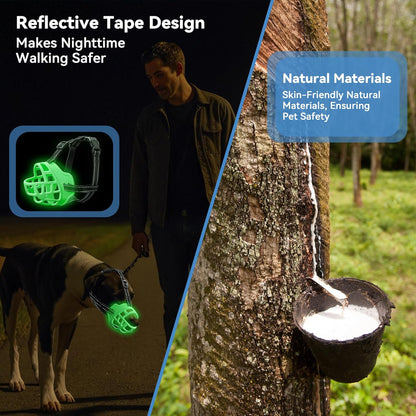 Dog Muzzle for Large Dogs, Breathable Basket Muzzles for Small, Medium and X-Large Aggressive Dog, Allows Panting Drinking, Suitable for Grooming Trimming Training (3, Luminous Green)