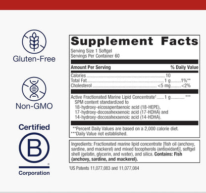 Metagenics SPM Active One Daily Supplement - Next Generation Omega Fish Oil with Pro Resolving Mediators for Joint Soreness & Soothing Relief* - Sustainably Sourced - Gluten-Free - 60 Softgels