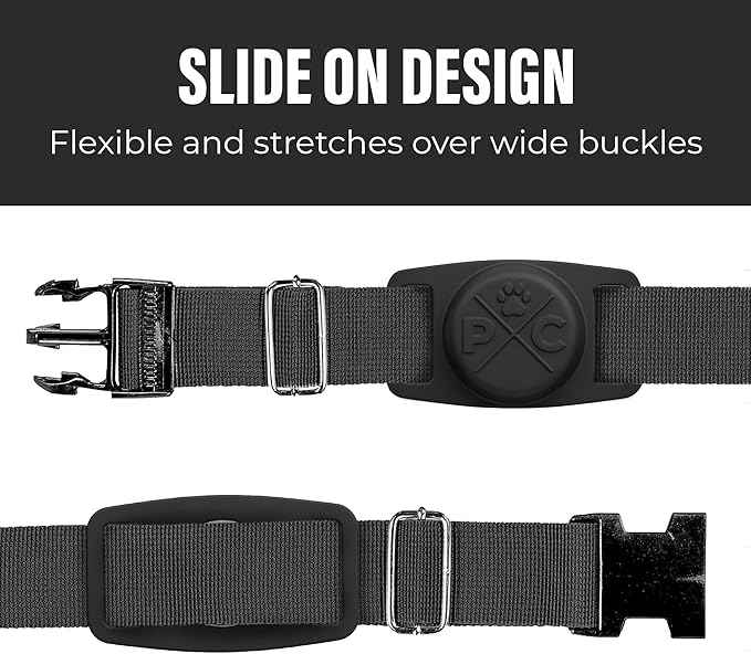 Pup Culture Compatible with AirTag Dog Collar Holder | Durable Protective Case to Help Track Your Pup | for Dog & Cat Collars - Black 1.5in