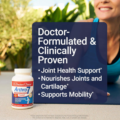 U.S. Doctors’ Clinical Arthro-7 - Clinically Proven Joint Support Complex with Turmeric, Collagen, Bromelain for Flexibility, Mobility, & Strong Cartilage - 180 Capsules(3 Bottles) - 45/90-Day Supply