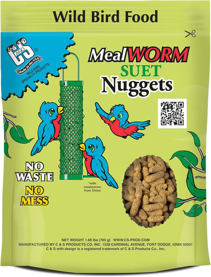 C&S Mealworm Suet Nuggets, for Wild Birds, 27 Ounces