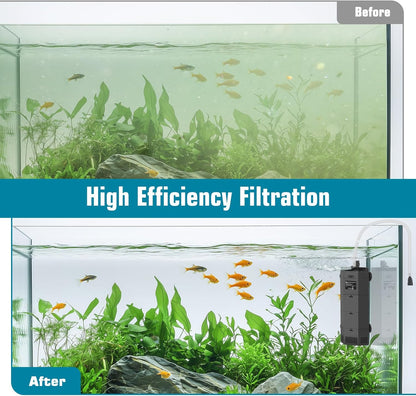 AQQA Submersible Aquarium Filter for 50-100Gal Fish Tank Whisper Fish Corner Filters with Adjustable Waterflow for Bio Filtration, Water Circulation and Oxygenation (12W,260GPH)