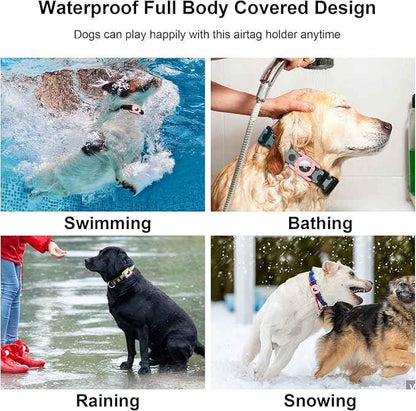 SANKALA Airtag Dog Collar Holder, [1 Pack] Waterproof Airtag Case for Dog Collar, TPU & Silicone Full Body Covered Anti-Lost Apple Air Tag Collar Holder Airtag Case for Pet Collar Backpack, Pink
