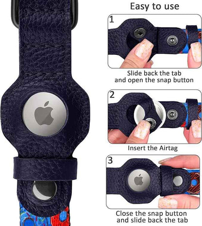 AirTag Dog Collar with Metal Buckle - Printed Nylon Soft Leather Dog Collar with Apple AirTag Holder - Secure Tracking GPS Pet Collars for Girl Boy Small Large Dogs (S, 12"-15" Neck Fit, Donuts)