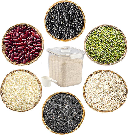 22 Lbs Airtight Rice Container with Cup, Clear Food Storage Container for Dry Food, 1 Pack