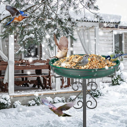 Metal Bird Bath for Outside,Bird Baths Feeder Bowl with 5 Prongs Base Stake,Freestanding BirdBaths for Outdoors Garden Patio Yard Lawn Decor (Vintage Green)