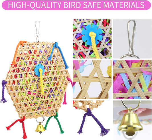 Bird Parrot Toys,2 Pack Bird Hanging Foraging Shredder Toys for Small Medium Small Bird Conure Cockatiel Parrotlet Lovebird Budgie