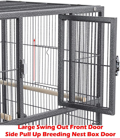 1/2/3-Combo Stacker Center Divided Breeder Breeding Bird Flight Double Rolling Cage for Aviaries Canaries Cockatiels Lovebirds Finches Budgies Small Parrots (Black Vein, One Stacker)