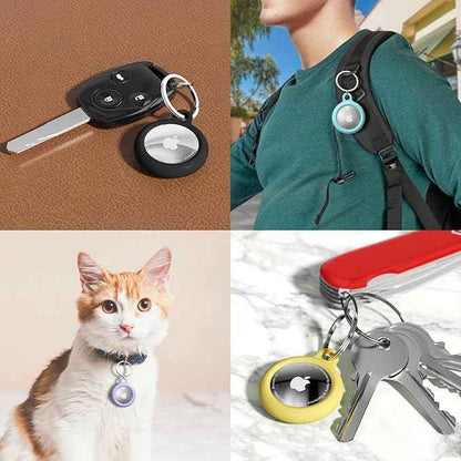 oakxco for Airtag Keychain Silicone, Airtag Holder with Key Ring, Air Tag Cover Cute Accessories for Kids, Luggage, Car Dog Collar, Car, Compatible with Apple Airtag Case Waterproof Tracker, Yellow