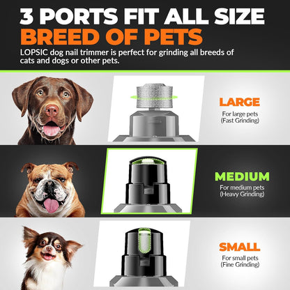 Dog Nail Grinder with 2 LED Lights Powerful 2 Speeds Super Quiet Dog Nail Trimmers with 3 Grinding Wheels Rechargeable Pet Dog Nail Clippers for Large Medium Puppy Dogs Dog Nail File Cat Nail Clipper
