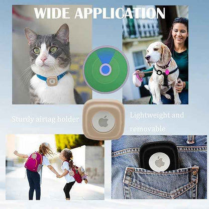 Apple Tag Dog Collar Holder (Black & Apricot) for Tag Pet Collar Secure & Comfortable for Apple Tag, Durable Tracker Holder Case for X-Small Dog Collars