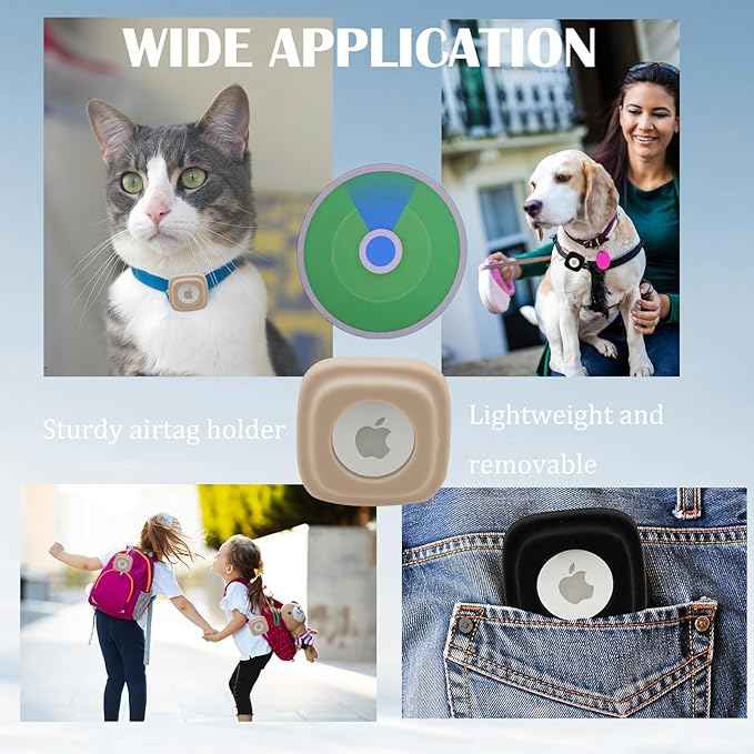 Apple Tag Dog Collar Holder (Black & Apricot) for Tag Pet Collar Secure & Comfortable for Apple Tag, Durable Tracker Holder Case for Small Dog Collars