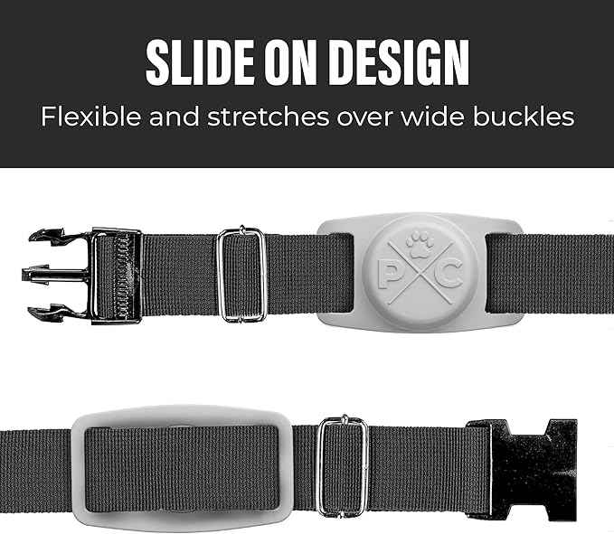 Pup Culture AirTag Dog Collar Holder - Extra-Durable, Lightweight, Protective Case for Tracking Your Pet Using Apple AirTag - Grey 1.5 Inch