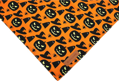 Realeaf Halloween Dog Bandanas 2 Pack, Pumpkin and Spider Web Bibs, Triangle Reversible Fall Pet Scarf, Premium Durable Fabric, Adjustable Fit (Small)