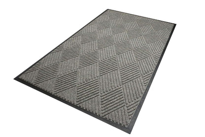 WaterHog Diamond | Commercial-Grade Entrance Mat with Rubber Border – Indoor/Outdoor, Quick Drying, Stain Resistant Door Mat (Medium Grey, 3' x 5')