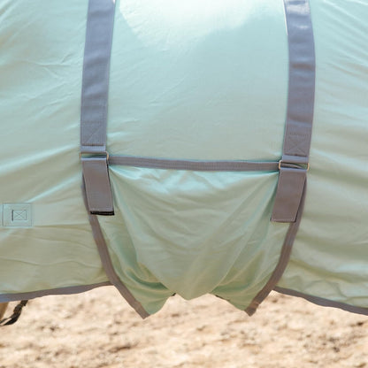 Horse Fly Sheet with Detachable Neck Cover & Belly Wrap, Adjustable Fly Sheet for Horses, Ventilated Airflow Mesh Equine Cooling Summer Flysheet Green 78