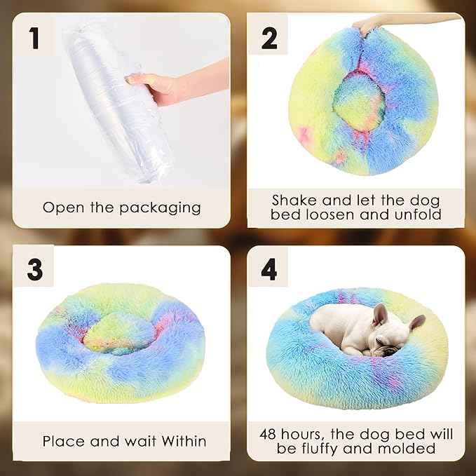 Extra Large Dog Beds, 36 Inch Human Dog Anxiety Relief Comfort Bed, Indestructible & Chew Proof Pet Beds (Rainbow)