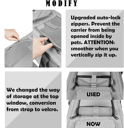 Pet Carrier for Large Cats, Soft-Sided Cat Carrier for Medium Big Cats and Puppy up to 20lbs, Washable Dog Carrier Privacy Protection for Home Outdoor Travel - Pawvie