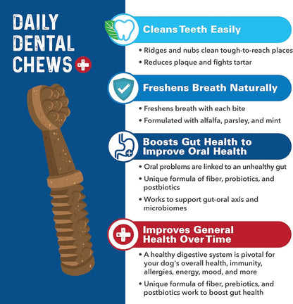 Bernie's Charming Chompers - Daily Dental Chews for Dogs - Cleans Teeth, Freshens Breath, + Boosts Oral-Gut Microbiome. Easy to Digest, Supports Healthy Digestion Naturally (36 oz, Tiny Dogs)
