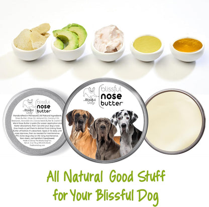 The Blissful Dog Great Dane Nose Butter for Dry, Cracked Skin, Lick-Safe Dog Nose Balm with Moisturizing Shea Butter, Almond, Olive, and Essential Oils, Pet Supplies, Uncented, 8 oz.