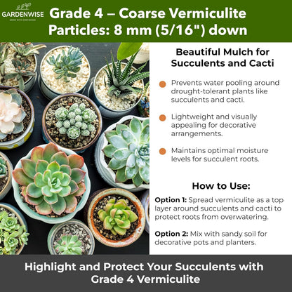 Organic Coarse Vermiculite for Indoor Gardening Plants and Mushrooms – Enhances Soil Aeration, Seed Germination, Rooting Cuttings – Small Packages and Bulk (Vermiculite Grade 4 – Coarse, 5 qt)