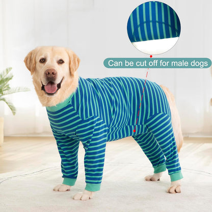 Yeapeeto Dog Onesie Surgery Recovery Suit for Large Medium Bodysuit Dogs Pajamas PJS Full Body for Shedding, Prevent Licking, Wound Protection, Cone Alternative… (Blue Green, 2XL)