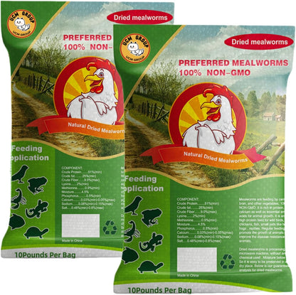 UCM Group 20LB Dried Mealworms for Wild Birds, Chickens, 100% Non-GMO,High Protein, 2 Packs