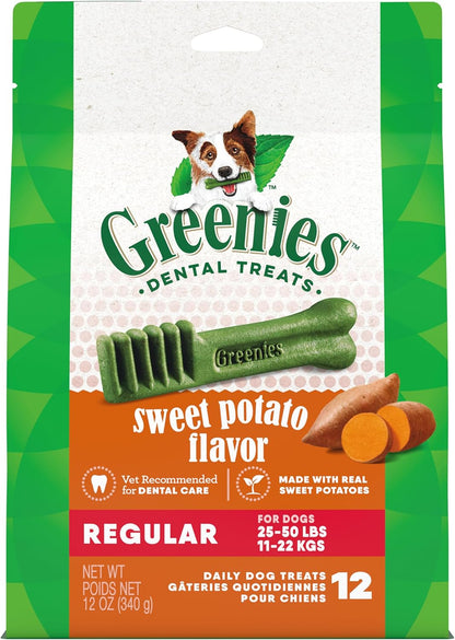 Greenies Regular Dental Dog Treats, Sweet Potato Flavor, 12 oz. Pack (12 Treats)