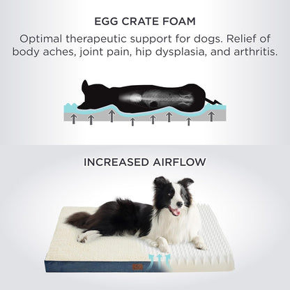 Bedsure XL Dog Bed for Crate - Large Orthopedic Waterproof Pet Beds with Removable Washable Cover, Egg Crate Foam Crate Mat, Suitable for Pet Up to 90 lbs