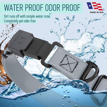 Dogline Biothane Waterproof Dog Collar with Herm Sprenger Stainless Steel Quick Release Buckle – Heavy Duty Tactical Durable Collar for Dogs – Comfortable and Safe Pet Collar, W 3/4" L 12-19", Gray