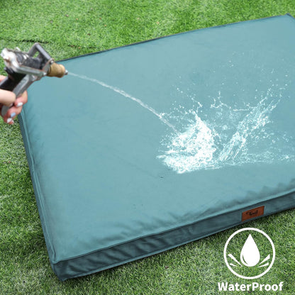 Orthopedic Dog Bed for Large Dogs, Big Waterproof Washable Dog Bed for Large Sized Dogs with Egg Crate Foam Pet Bed Mat, Removable Oxford Cooling Cover, Light Blue