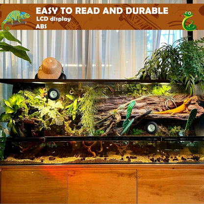 2PCS Reptile Thermometer and Humidity Gauge,Digital Adhesive Reptile Terrarium Hydrometer,Bearded Dragon Tank Accessories,Pet Humidity Meter Supplies for Leopard Crested Gecko,Snake,Lizard