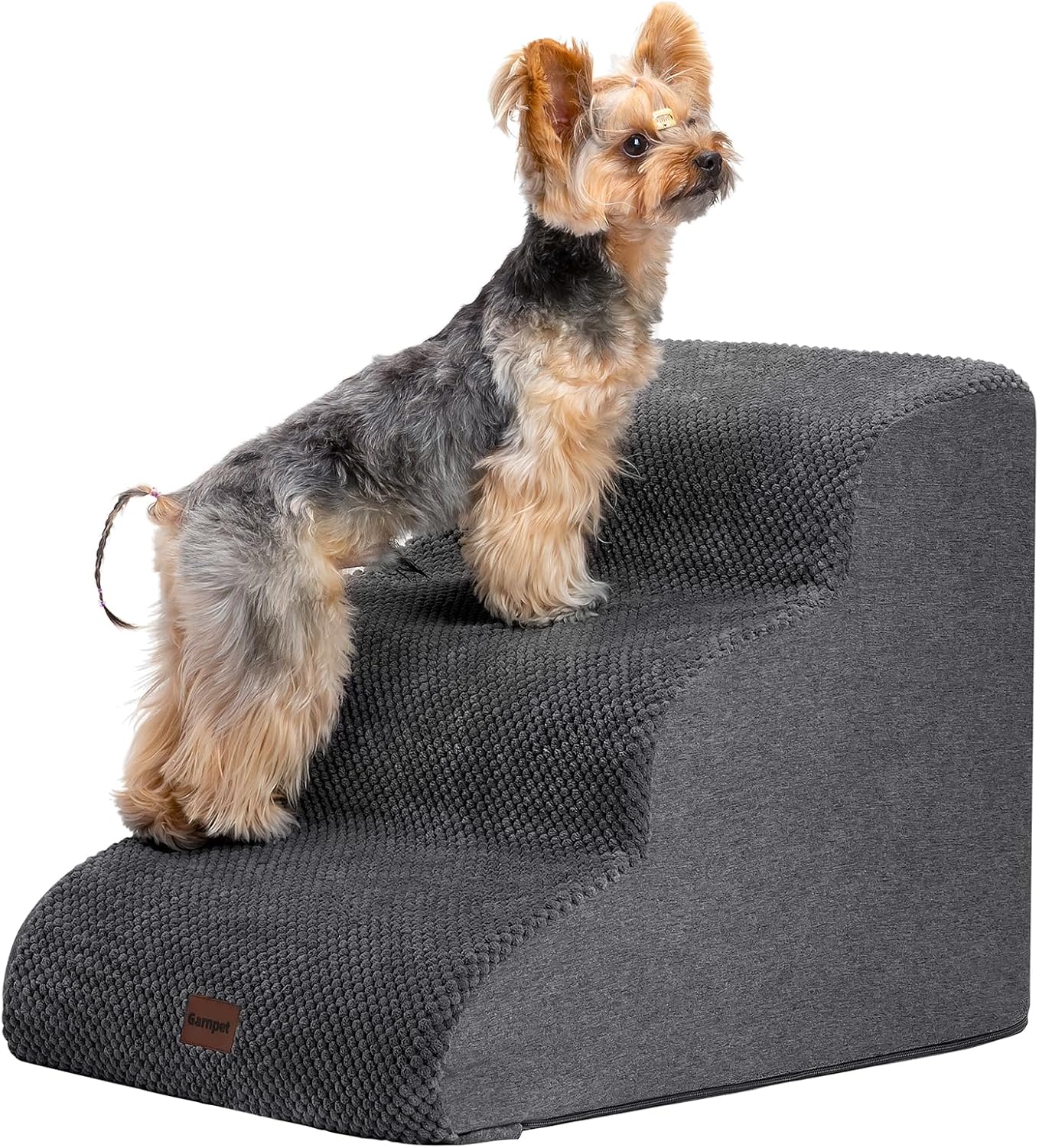 Dog Stairs for Couch Sofa and Chair, 3-Step Dog Steps for Small Dogs and Cats, Non-Slip Indoor Pet Step, Dark Grey - Pawvie