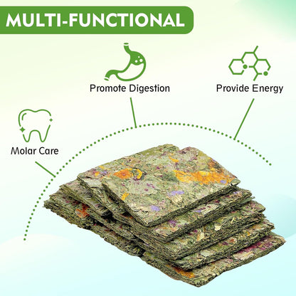 Fhiny 12 PCS Rabbit Timothy Hay Chips Toys, Natural Bunny Molar Treats with Herbal Flowers Rabbit Chew Toys for Teeth Small Animal Snacks for Rats Chinchillas Guinea Pigs Hamsters