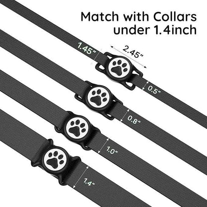 for Airtag Dog Collar Holder, Dog Airtag Holder Waterproof, Lightweight & Soft Silicone Air Tag Case for Pet Collars, Works with Multiple Tracker Tag Products (Black, 1 Pack)
