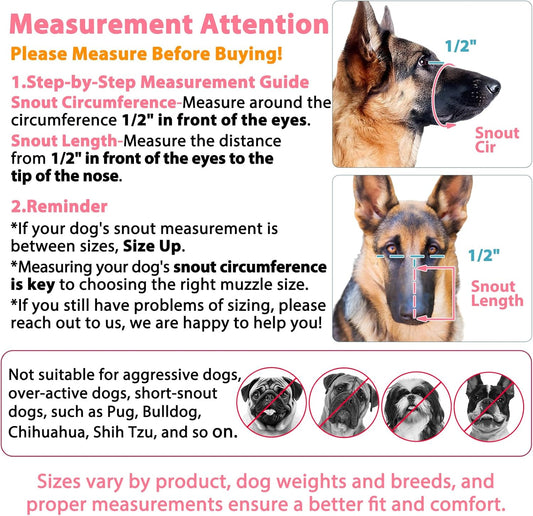LUCKYPAW Dog Muzzle, Mesh Muzzle for Large Medium Small Dogs, Soft Mouth Guard for Biting Chewing, Breathable Mouth Guard with Adjustable Strap for Training(Hot Pink, S(Snout:7.75"-8.75"))