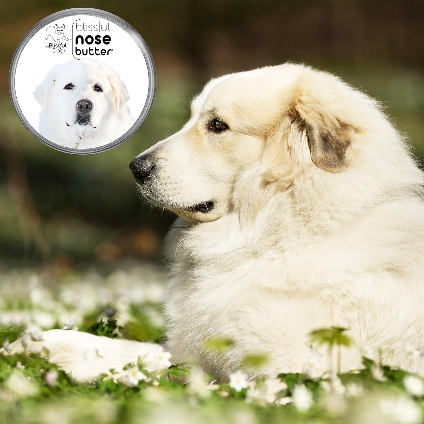 The Blissful Dog Great Pyrenees Nose Butter for Dry, Cracked Skin, Lick-Safe Dog Nose Balm with Moisturizing Shea Butter, Almond, Olive, and Essential Oils, Pet Supplies, Uncented, 1 oz.