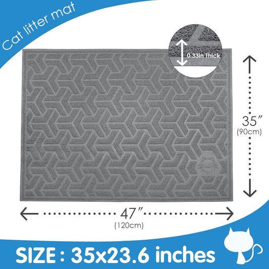 UPSKY Cat Litter Mat, XL Litter Trapping Mat Soft on Kitty Paws, Large Litter Box Mat 35" x 47" Scatter Control for Indoor Cats Waterproof and Extra Large Pretty Litters Carpet