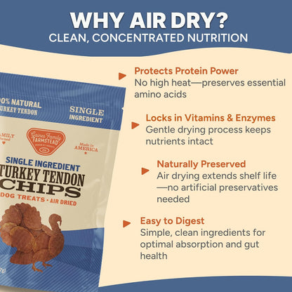 Gaines Family Farmstead Turkey Tendon Chips for Dogs – 5 oz, Natural Single-Ingredient Dog Treats, High-Protein Crunchy Chews, Rawhide Alternative, Grain-Free, Made in USA