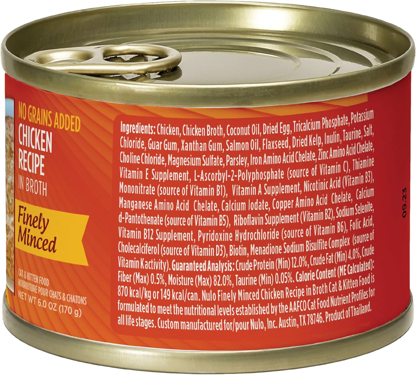 Nulo Finely Minced Chicken Flavor Wet Canned Cat Food, 6.0 Ounce (Pack of 8)
