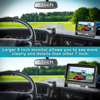 Fookoo Ⅱ HD Backup Camera System Kit, 9" 1080P Reversing Monitor+IP69 Waterproof Rear View Camera, Sharp CCD Chip, 100% Not Wash Up, Truck/Semi Trailer/Box Truck/RV (DY901-Wired)