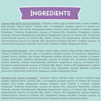 LOVE, NALA - Natural Adult Cat Wet Food - Pate Variety Pack - Tuna, Chicken, Mackerel - Grain Free, Non-GMO, Fiber Blend, Minerals, Vitamins - 12 Pack 2.1 lbs.