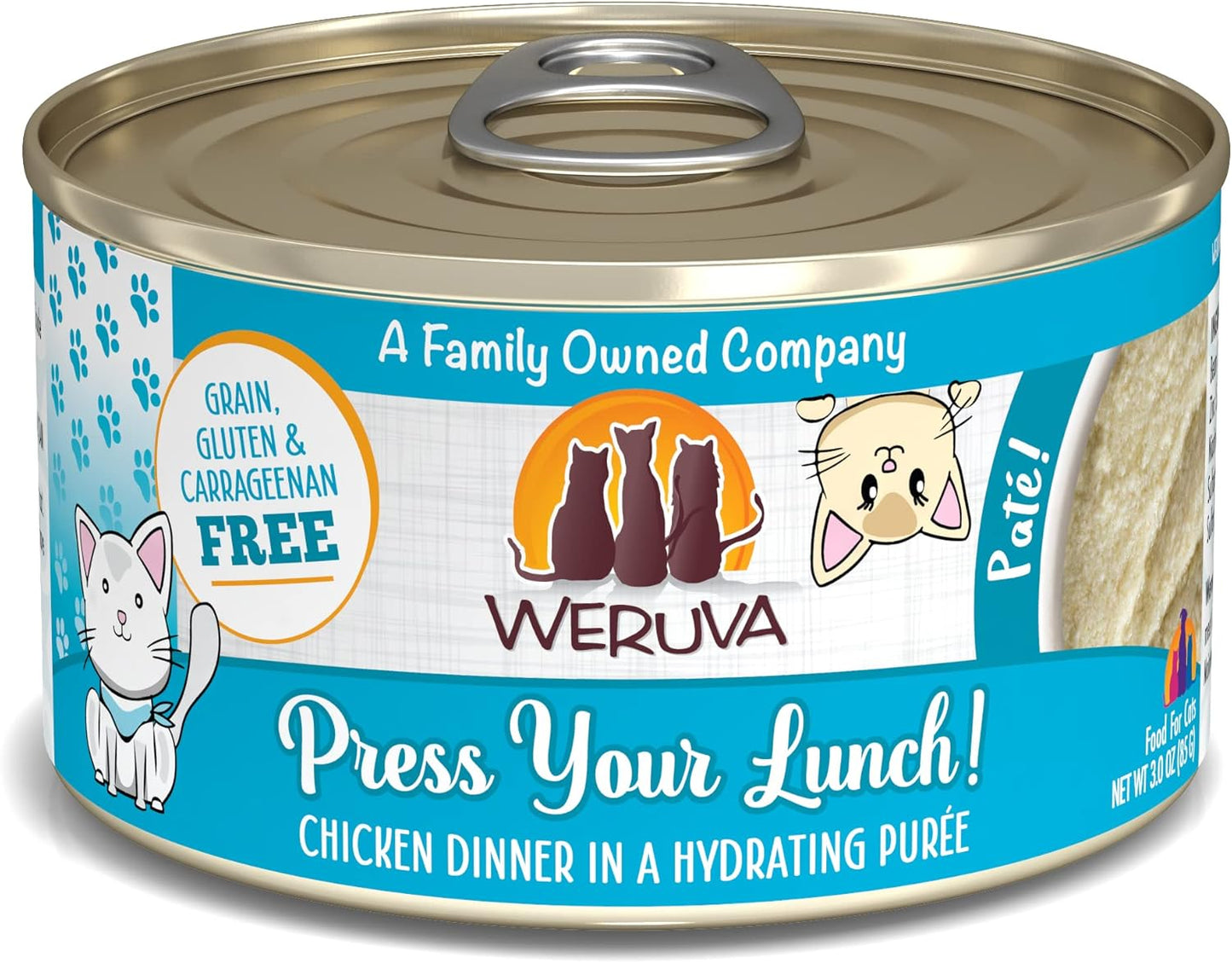 Weruva Wet Cat Food, Press Your Lunch with Chicken Pate, 3oz Can, Pack of 12