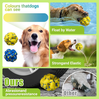 Upgrade Dog Balls Interactive Toys for Aggressive Chewers, Indestructible Tennis Durable Bouncy for Fetch Game, Lightweight Floating, Yellow