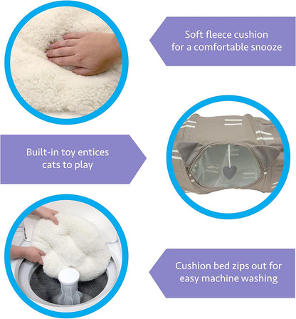 Kitty City Large Cat Tunnel Bed, Cat Bed, Pop Up Bed, Cat Toys, Brown