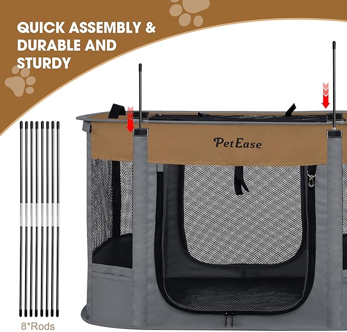 Portable and Foldable Cat Playpen Dog Playpen Small Animal Playepn with Waterproof Bottom, Foldable Pet Cage for Rabbit Puppy Hamster, Indoor/Outdoor Use