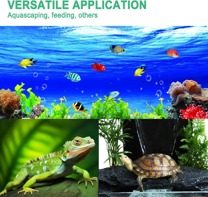 18.9 inch Aquarium Tweezers with Hanger, 2025 New Extra Long Feeding Tongs, Stainless Steel Large Aquascape Tools for Fish Tank, Terrarium, Aquascaping, Reptile Snake (Curved)