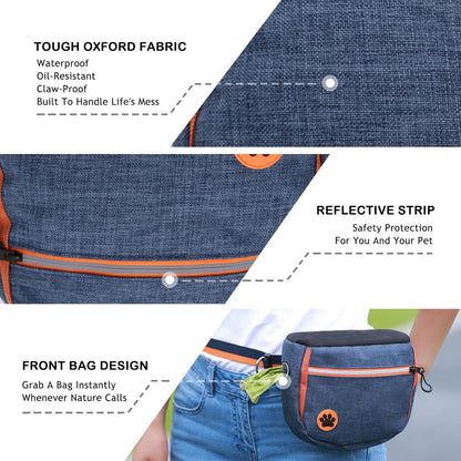 Dog Treat Pouch Bag for Training – Removable Liners, Large Opening Capacity Treat Bag with Clicker, Obedience Cards, Waist Strap Clip Treat Fanny Pack for Dog Training and Walking