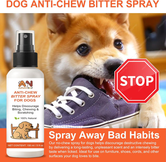 Anti-Chew & No-Go Dog Spray – 150ml Large Bottle – Helps Deter Chewing, Biting & Scratching – Safe for Furniture, Shoes & Carpets – Natural Bitter Formula for Dogs & Puppies